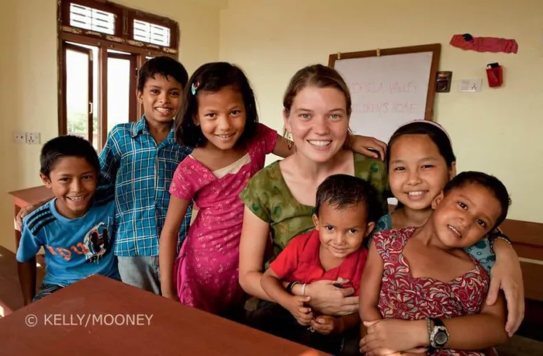 Maggie Doyne and the children of Kopila Valley Children's Home,